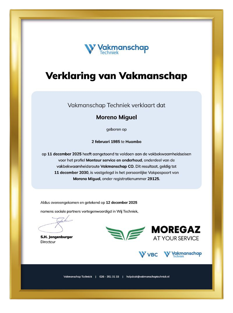 Certificaten Moregaz